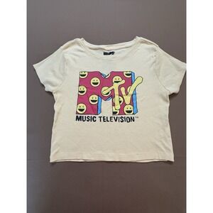 MTV Yellow Cropped Top Women's T-shirt Size Large 2022